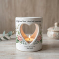 Personalized Memorial Candle Holder Ceramic Tealight Sympathy Gift Custom Name Date Heart Cutout Floral Bereavement Remembrance Keepsake