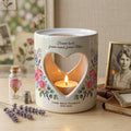 Personalized Mom Memorial Candle Holder, Forever Loved Forever Missed Forever Mom Ceramic Tealight Holder, Sympathy Gift, Custom Name & Date