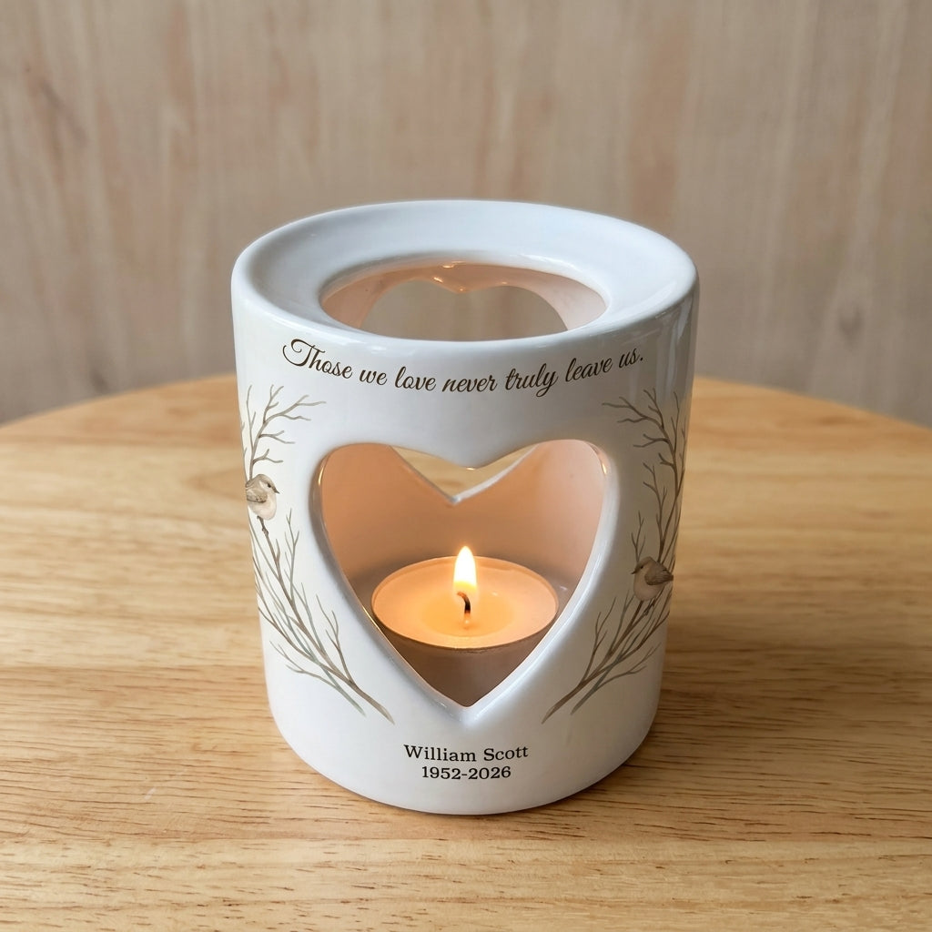 Personalized Memorial Candle Holder, Heart Tealight Sympathy Gift, Custom Name Date Bereavement Keepsake, Loss of Loved One