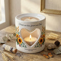Personalized Dad Memorial Candle Holder, Sunflower Heart Tealight Cup, Forever Our Hero Forever Our Dad Sympathy Loss of Father Gift