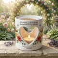 Personalized Memorial Candle Holder, Heart Cutout Ceramic Tealight Sympathy Gift, Custom Name Date Remembrance Keepsake