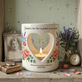 Personalized Grandma Memorial Candle Holder, Heart Cutout Ceramic Tealight Lantern, Sympathy Bereavement Loss Gift Keepsake