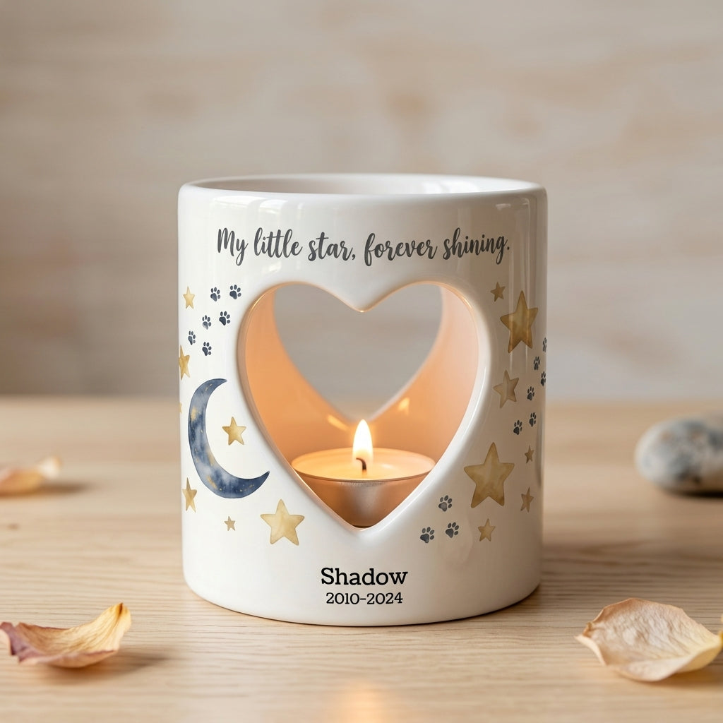 Personalized Pet Memorial Candle Holder, Custom Pet Loss Sympathy Gift, Dog Cat Remembrance Tealight Holder, Rainbow Bridge Keepsake