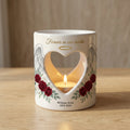 Personalized Memorial Candle Holder, Angel Wings Heart Sympathy Gift, Custom Name Date Remembrance Tealight, In Loving Memory