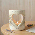 Personalized Memorial Candle Holder, Always Loved Never Forgotten Heart Cutout Ceramic Sympathy Gift, Remembrance Tealight Lantern