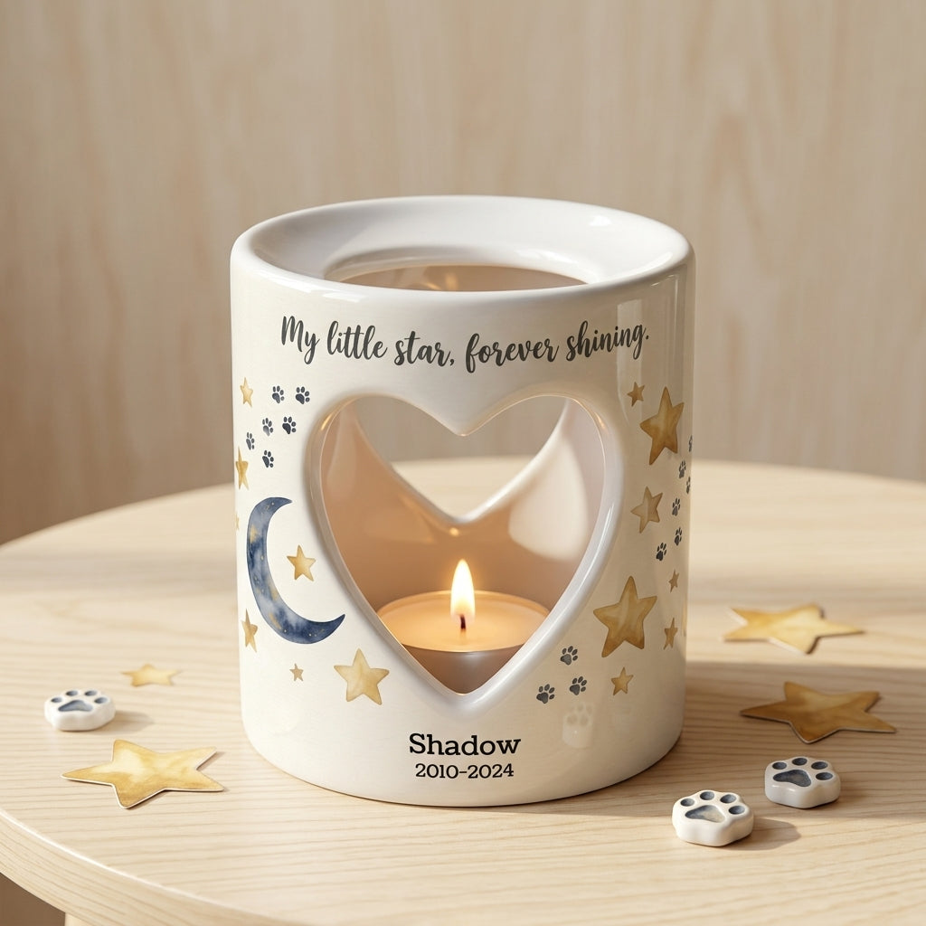Personalized Pet Memorial Candle Holder, Custom Pet Loss Sympathy Gift, Dog Cat Remembrance Tealight Holder, Rainbow Bridge Keepsake
