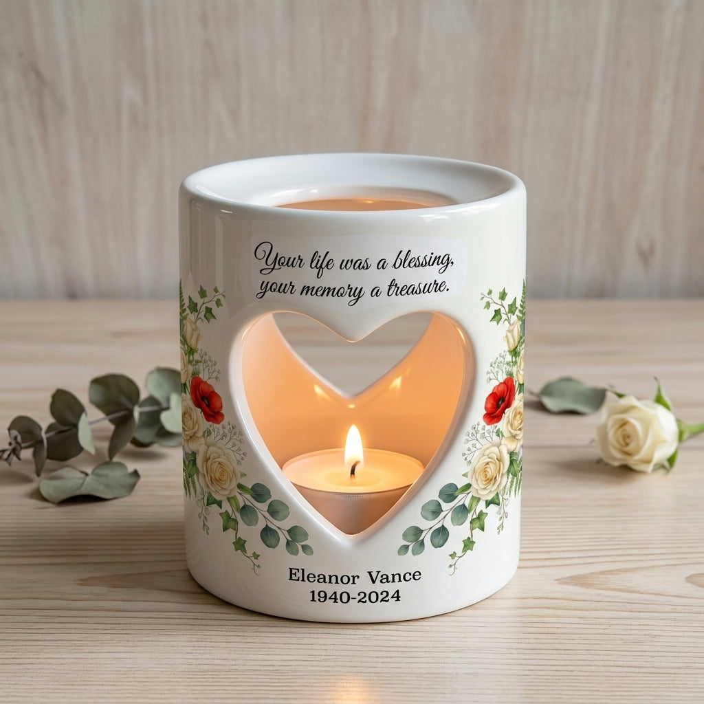 Personalized Memorial Candle Holder, Heart Cutout Sympathy Tealight Cup, In Loving Memory Bereavement Gift, Custom Name Date Remembrance