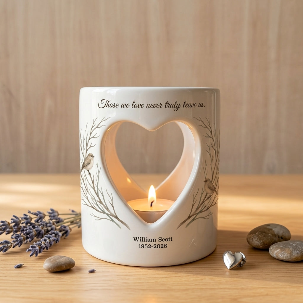 Personalized Memorial Candle Holder, Heart Tealight Sympathy Gift, Custom Name Date Bereavement Keepsake, Loss of Loved One