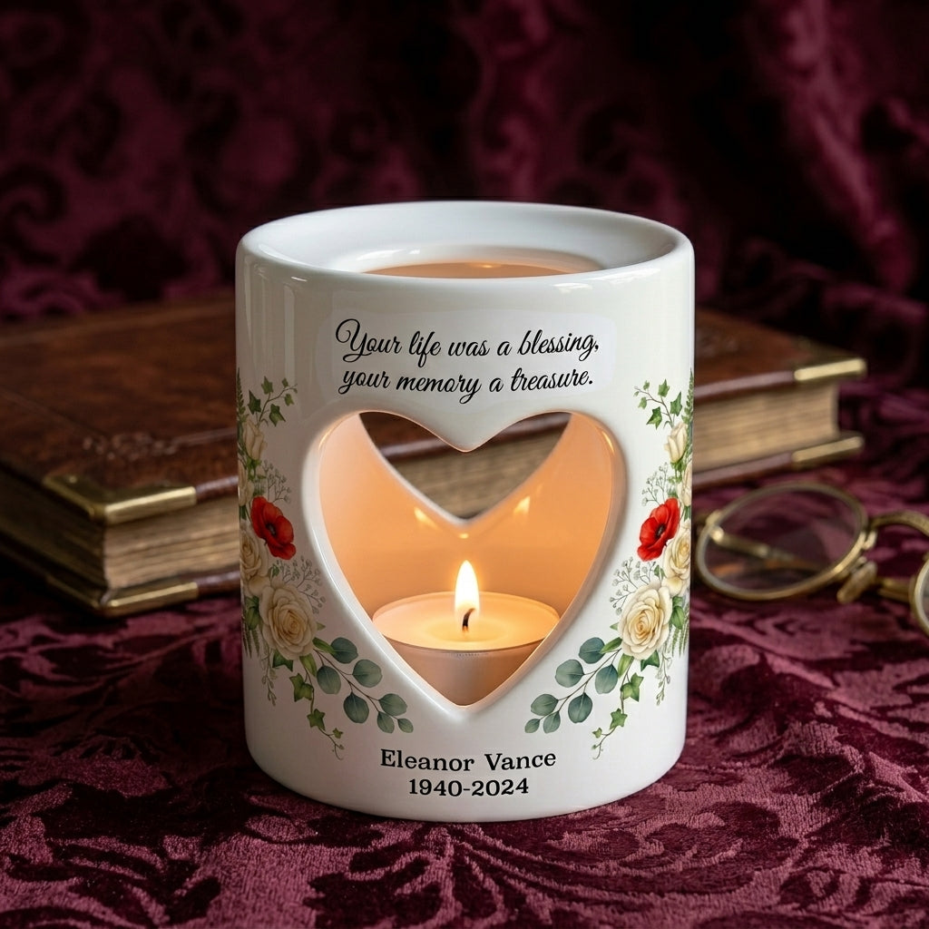 Personalized Memorial Candle Holder, Heart Cutout Sympathy Tealight Cup, In Loving Memory Bereavement Gift, Custom Name Date Remembrance