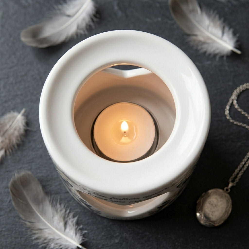 Personalized Memorial Tealight Candle Holder, When Feathers Appear Loved Ones Are Near, Ceramic Sympathy Gift, Remembrance Keepsake