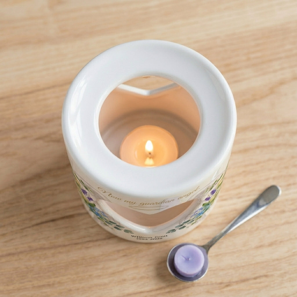 Personalized Memorial Candle Holder, Now My Guardian Angel Tealight Cup, Sympathy Gift, Angel Wings Heart Remembrance Keepsake