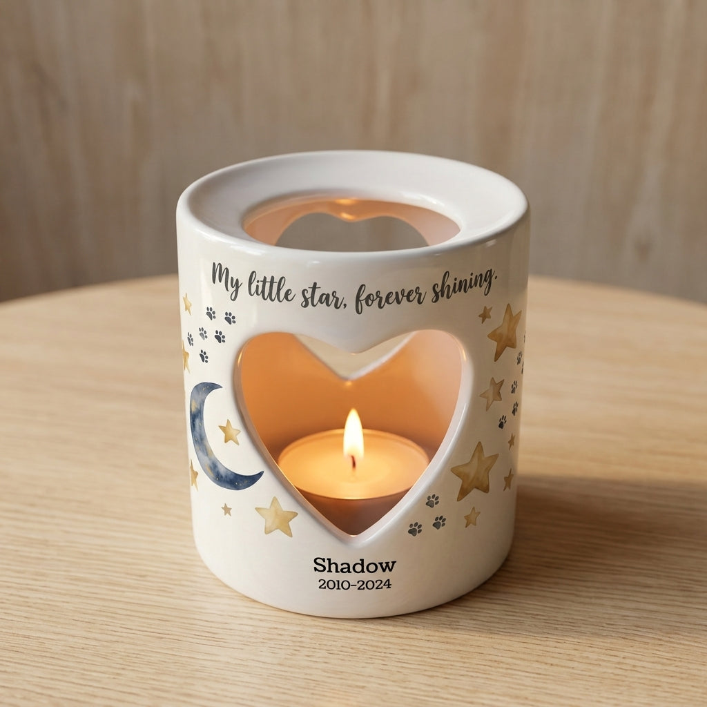 Personalized Pet Memorial Candle Holder, Custom Pet Loss Sympathy Gift, Dog Cat Remembrance Tealight Holder, Rainbow Bridge Keepsake