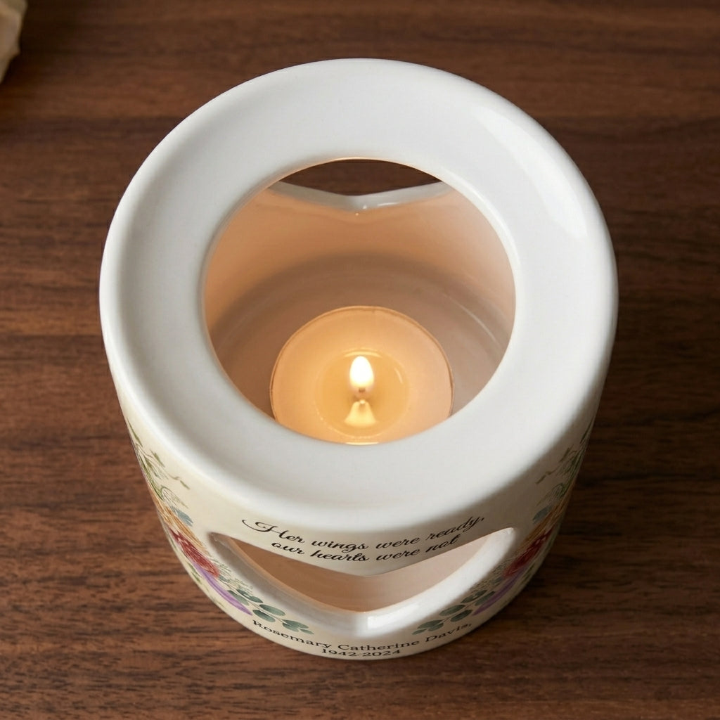Personalized Memorial Candle Holder, Heart Cutout Sympathy Tealight Cup, Custom Name Date Bereavement Remembrance Gift