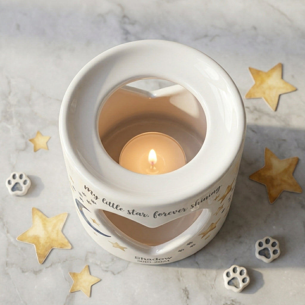 Personalized Pet Memorial Candle Holder, Custom Pet Loss Sympathy Gift, Dog Cat Remembrance Tealight Holder, Rainbow Bridge Keepsake