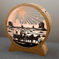 Western Covered Wagon Laser Cut SVG, Pioneer Sunset 3D Layered Light Box Digital File, Monument Valley Lamp Glowforge