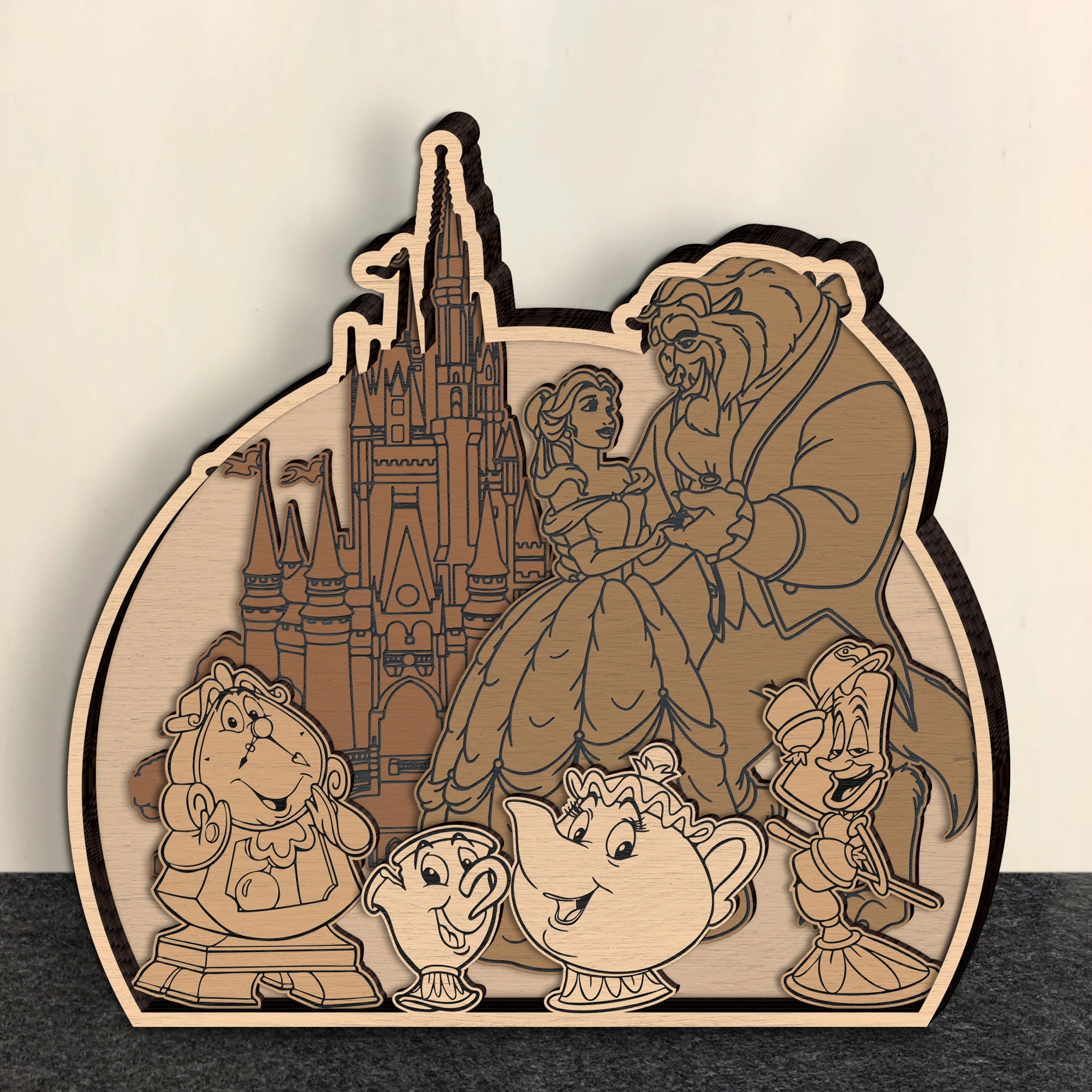 Multilayer SVG, Princess & Castle Laser Cut File, 3D Layered Mandala Digital Download for Glowforge Cutting Machine