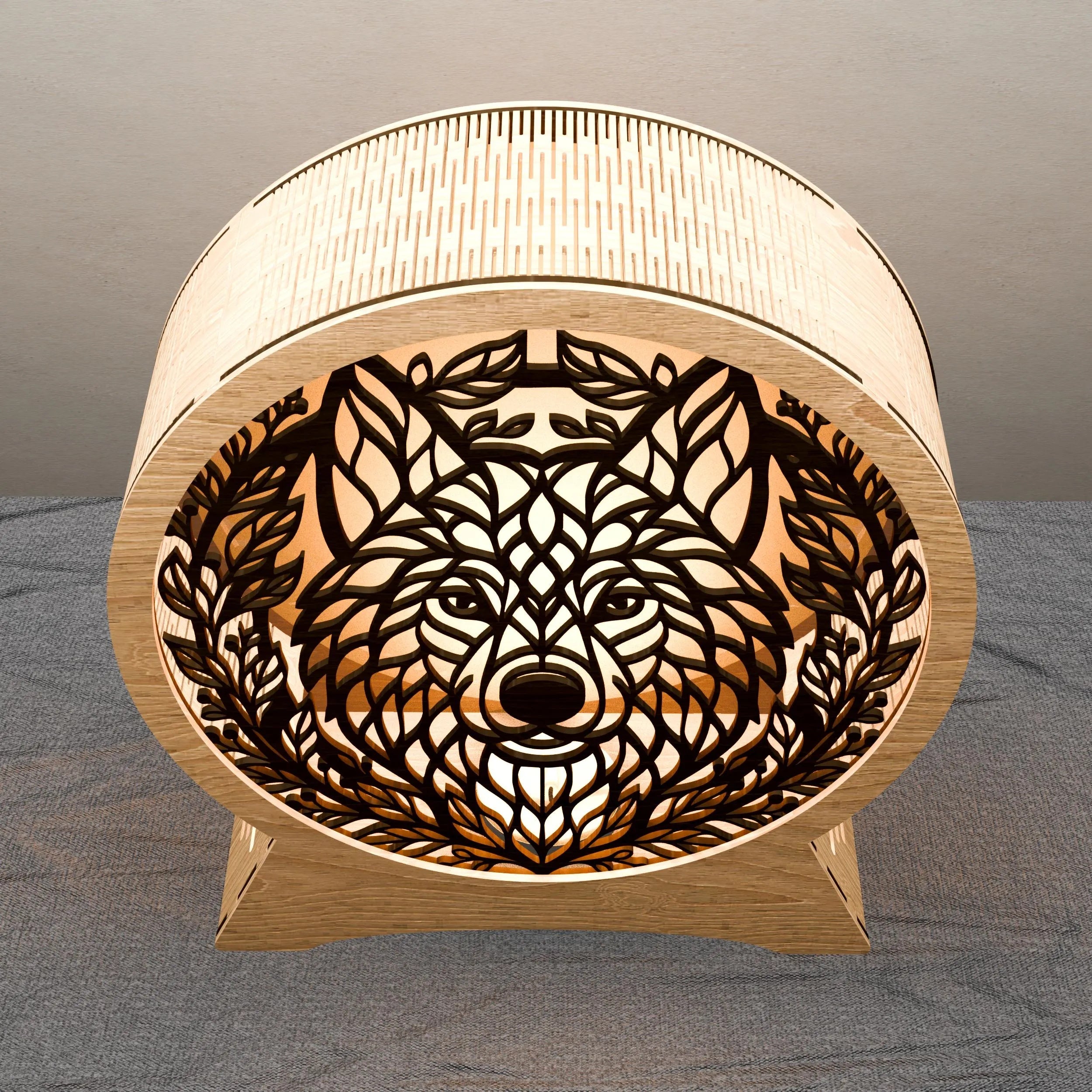 Wolf Mandala Laser Cut Files SVG Bundle, 3D Layered Wolf Lamp Night Light Digital Download, Multilayer Wood Wall Art Cricut