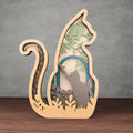 Multilayer Cat SVG Laser Cut File, 3D Layered Cat & Butterfly Mandala, Cricut Glowforge Wood Wall Art Digital Download