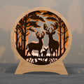 Deer Family Light Box SVG Bundle, 3D Layered Forest Mandala Laser Cut Files, Round Shadow Box Template for Glowforge Cricut