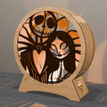 Skeleton Couple Multilayer Laser Cut SVG, Gothic Skull & Rag Doll Love 3D Layered Wood Candle Holder, Glowforge Halloween Decor Digital Download