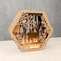 Hexagon Deer Forest Multilayer Laser Cut Files SVG, 3D Wooden Lantern Light Box Digital Download, CNC Glowforge Vector Pattern