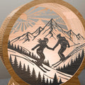 Skiing Couple Multilayer 3D SVG Laser Cut File, Mountain Ski Light Box Digital Download, Glowforge Wood Lamp Files