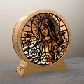 Virgin Mary Multilayer Mandala SVG Laser Cut Files, 3D Light Box Lamp, Catholic Religious Wall Art, Glowforge Cricut DXF CDR