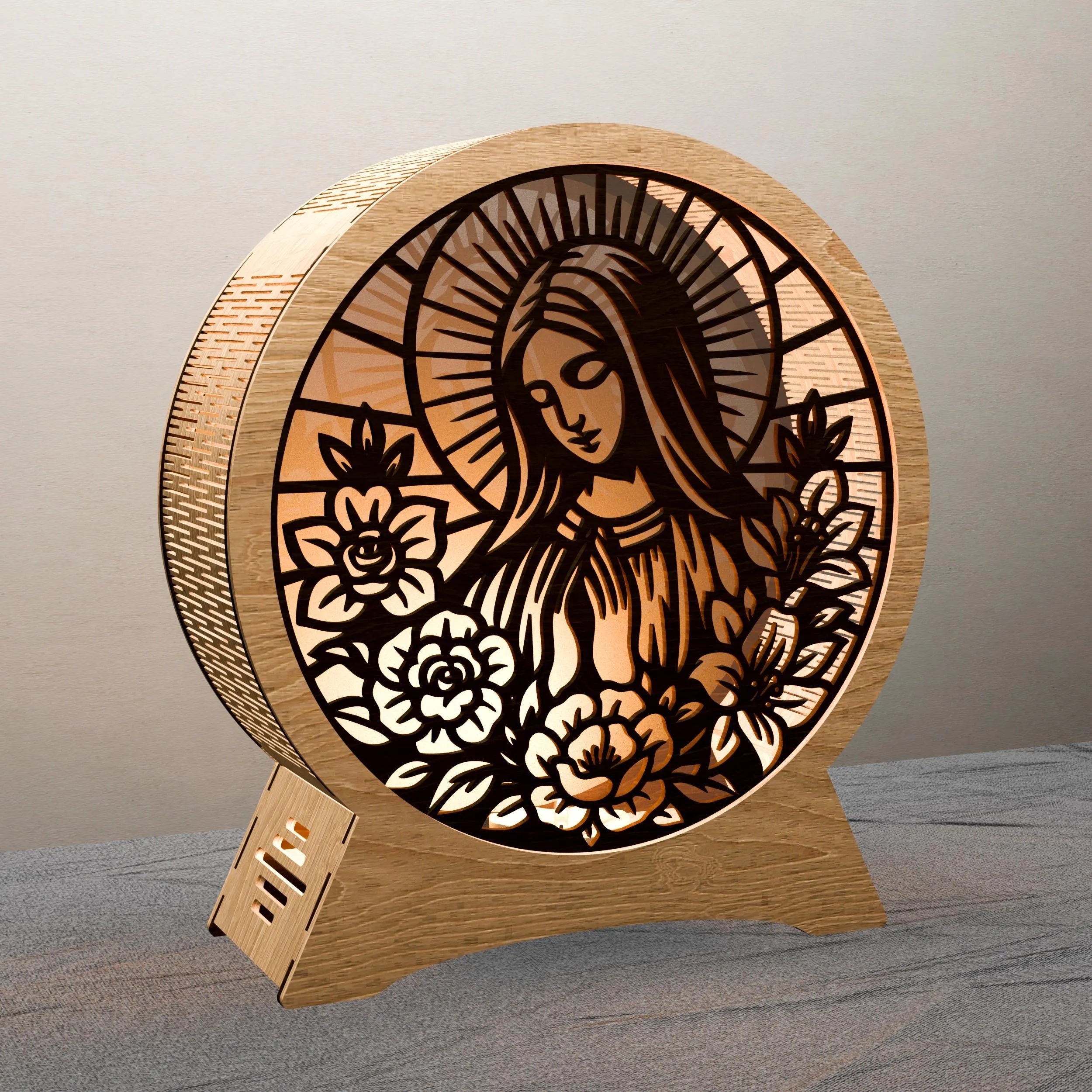 Virgin Mary Multilayer Mandala SVG Laser Cut Files, 3D Light Box Lamp, Catholic Religious Wall Art, Glowforge Cricut DXF CDR