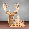 Multilayer Deer Forest Scene Laser Cut File, 3D Layered Stag SVG, Woodland Buck Wall Art, Glowforge DXF CDR Digital Download