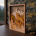 Howling Wolf Mountain Multilayer SVG Laser Cut File, 3D Layered Wolf Forest Shadow Box SVG, Glowforge Wood Wall Art Digital Download