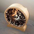 Cardinal Bird Round Lantern Laser Cut Files SVG DXF Wooden Night Light Floral Multilayer 3D Lamp Digital Download
