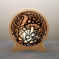 Gnome Mushroom Lantern Laser Cut File, 3D Round Wooden Night Light SVG, Multilayer Mandala Light Box Digital Download for Glowforge