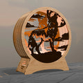 Howling Wolf Multilayer 3D SVG Laser Cut File, Round Wolf Moon Night Light Lamp, Glowforge Cricut Digital Download