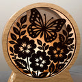 Butterfly Floral Round Light Box SVG Laser Cut File, 3D Layered Mandala Night Lamp, Glowforge Shadow Box Digital Download