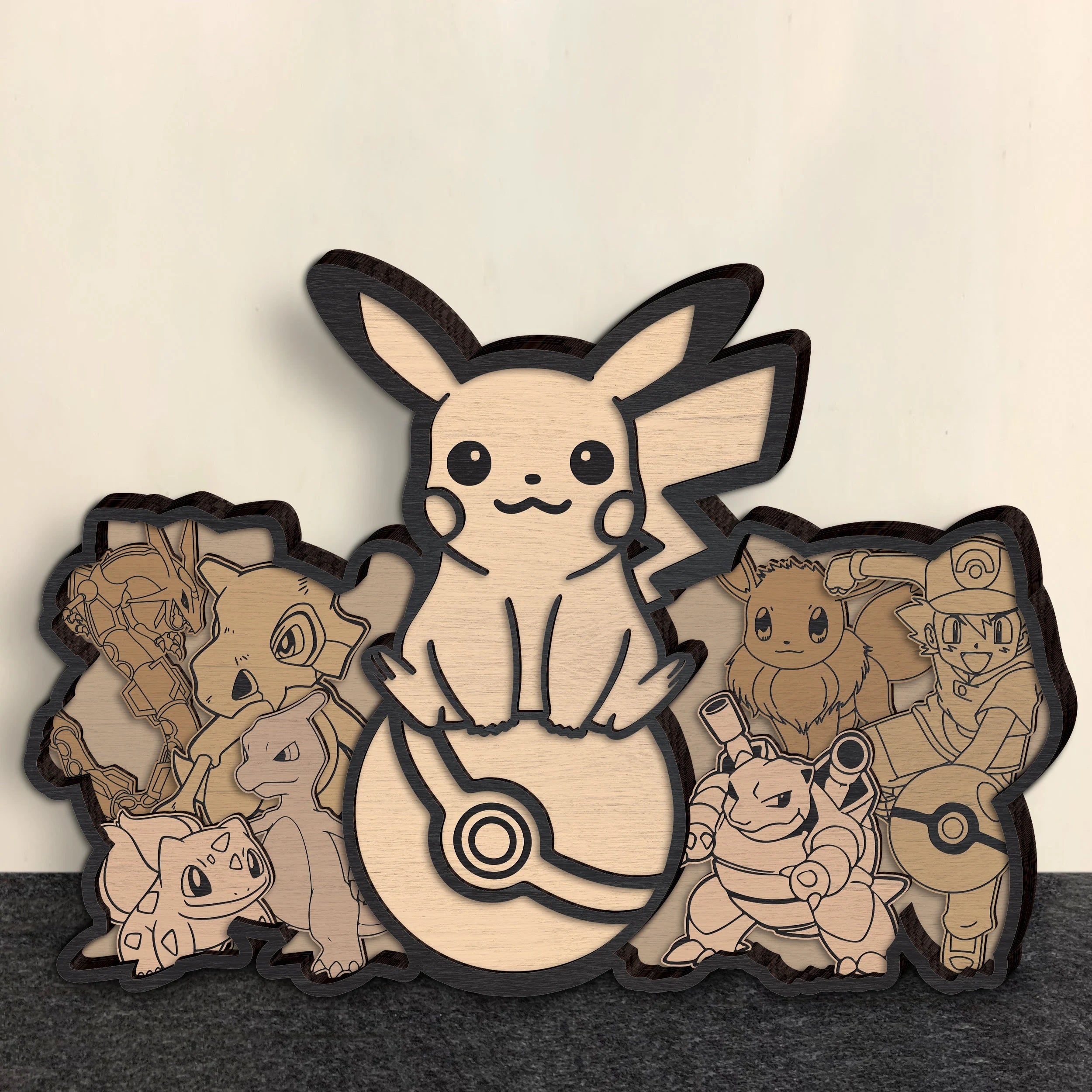Cute Monster Multilayer SVG Laser Cut File, Electric Creature & Trainer 3D Layered Wood Art Digital Download, Glowforge DXF
