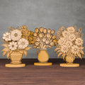Flower Vase Bouquet Laser Cut SVG Bundle, Multilayer 3D Floral Centerpiece, Tulip Daisy Zinnia Files for Glowforge Cricut