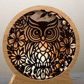 Owl Floral Mandala Laser Cut Files SVG, 3D Layered Light Box Lamp Digital Download, Owl Shadow Box DXF CDR Files for Glowforge