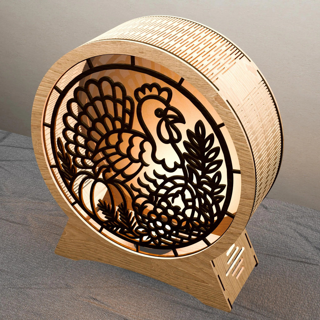 Thanksgiving Turkey Lamp SVG Laser Cut File, 3D Layered Mandala Light Box, Fall Harvest Pumpkin Night Light Digital Download
