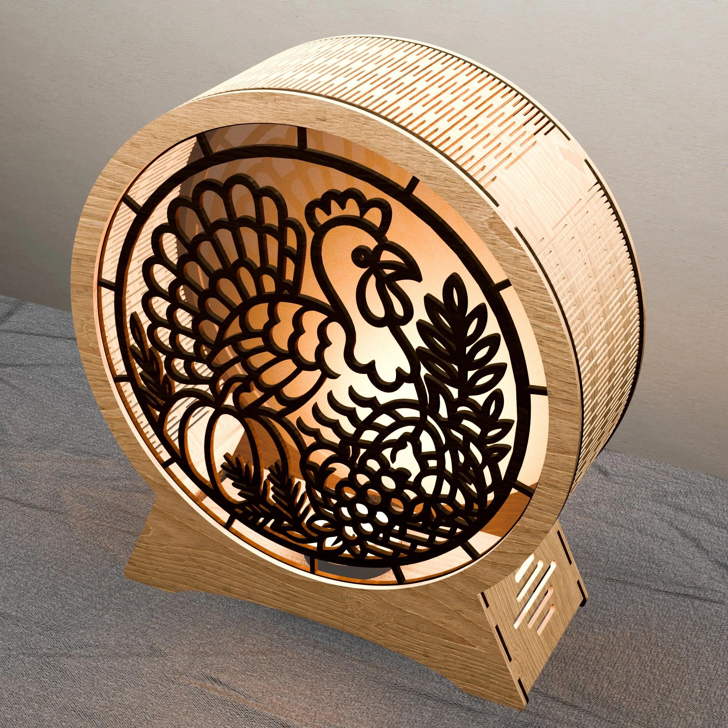 Thanksgiving Turkey Lamp SVG Laser Cut File, 3D Layered Mandala Light Box, Fall Harvest Pumpkin Night Light Digital Download