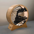 Steam Train Light Box SVG, Vintage Locomotive 3D Layered Lamp Laser Cut File, Multilayer Shadow Box Glowforge DXF Digital Download