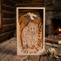 3D Bear Mountain Shadow Box SVG, Layered Grizzly Wall Art Laser Cut File, Cabin Wildlife Multilayer Glowforge Cricut Digital Download