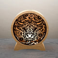 Highland Cow Mandala Lamp SVG Laser Cut Files, 3D Floral Bull Night Light Multilayer Vector, Glowforge Cricut Digital Download