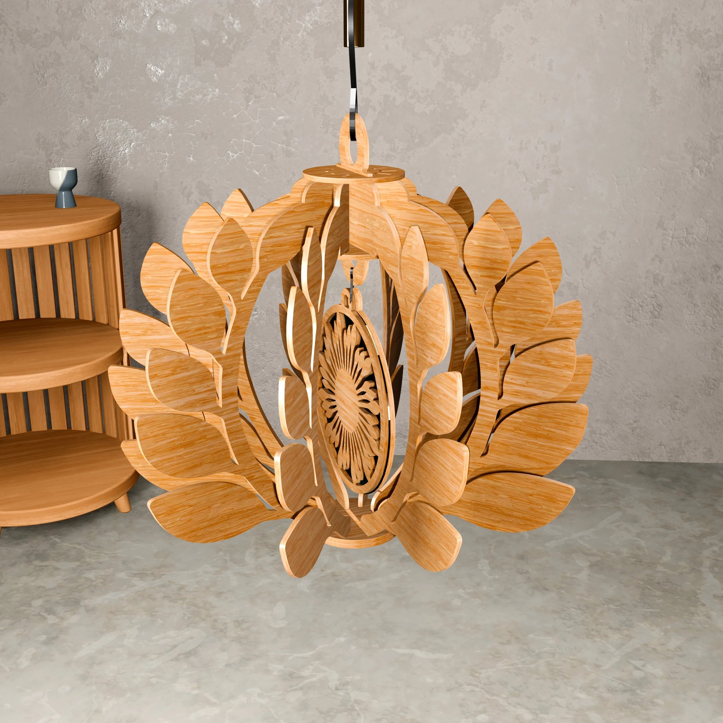 Sunflower Pendant Light Laser Cut Files, Butterfly Lantern SVG, 3D Wooden Lampshade Digital Download, Boho Chandelier DXF CDR