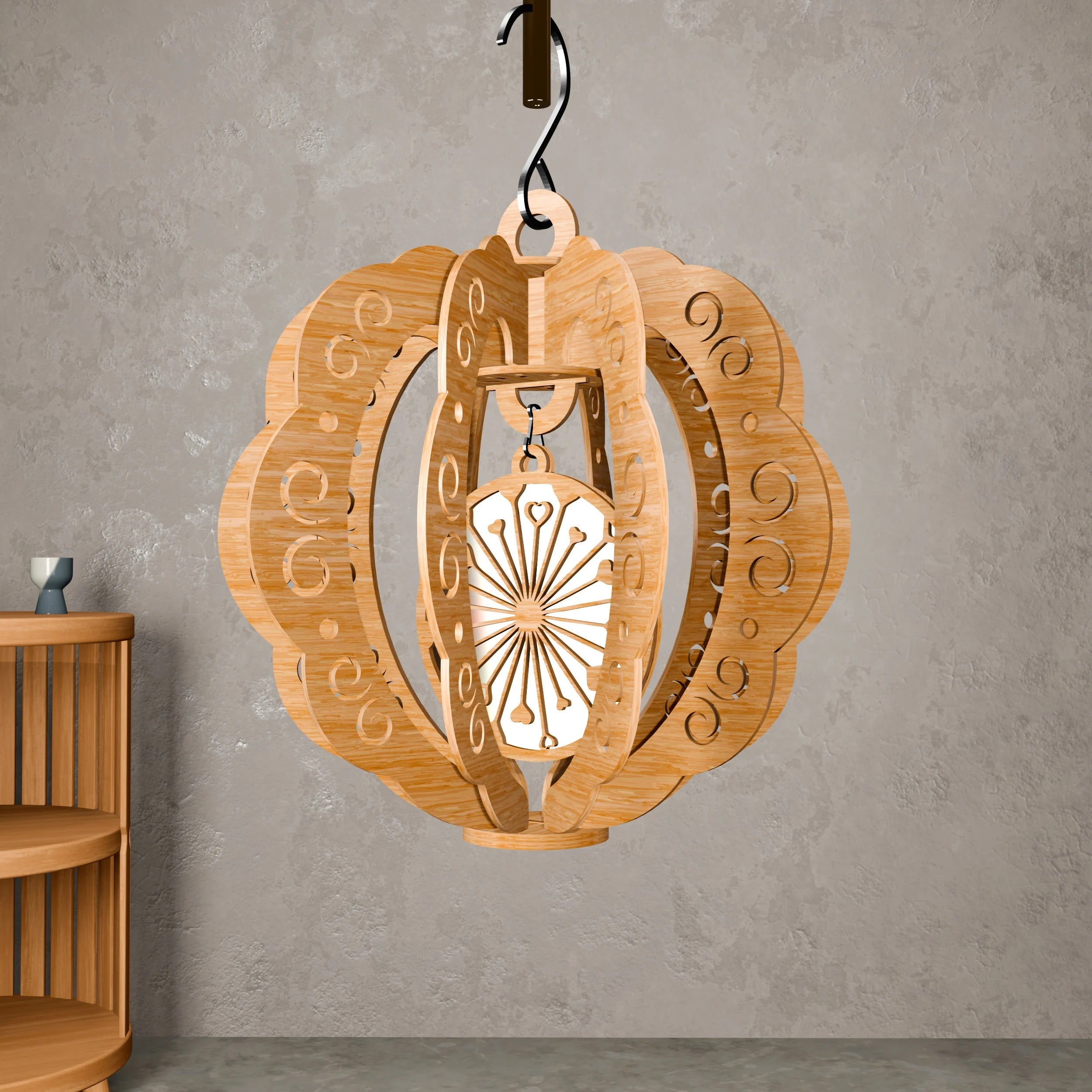 3D Pumpkin Lantern Laser Cut Files SVG DXF, Hanging Wooden Pumpkin Lamp Digital Download, Halloween Fall Decor Glowforge Plan