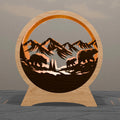 Bear Mountain Lamp Laser Cut Files SVG, 3D Layered Wildlife Night Light, Glowforge Wood Lantern DXF, Forest Scene Digital Download