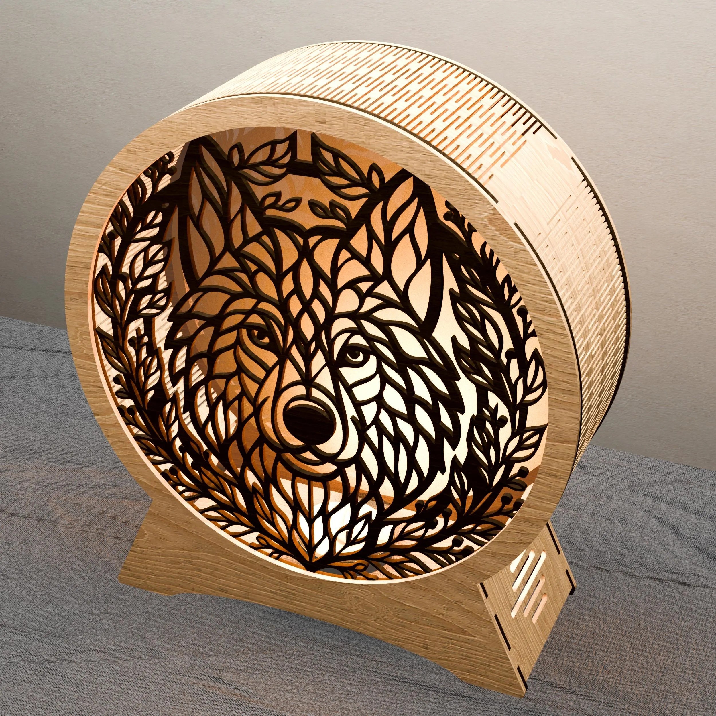 Wolf Mandala Laser Cut Files SVG Bundle, 3D Layered Wolf Lamp Night Light Digital Download, Multilayer Wood Wall Art Cricut
