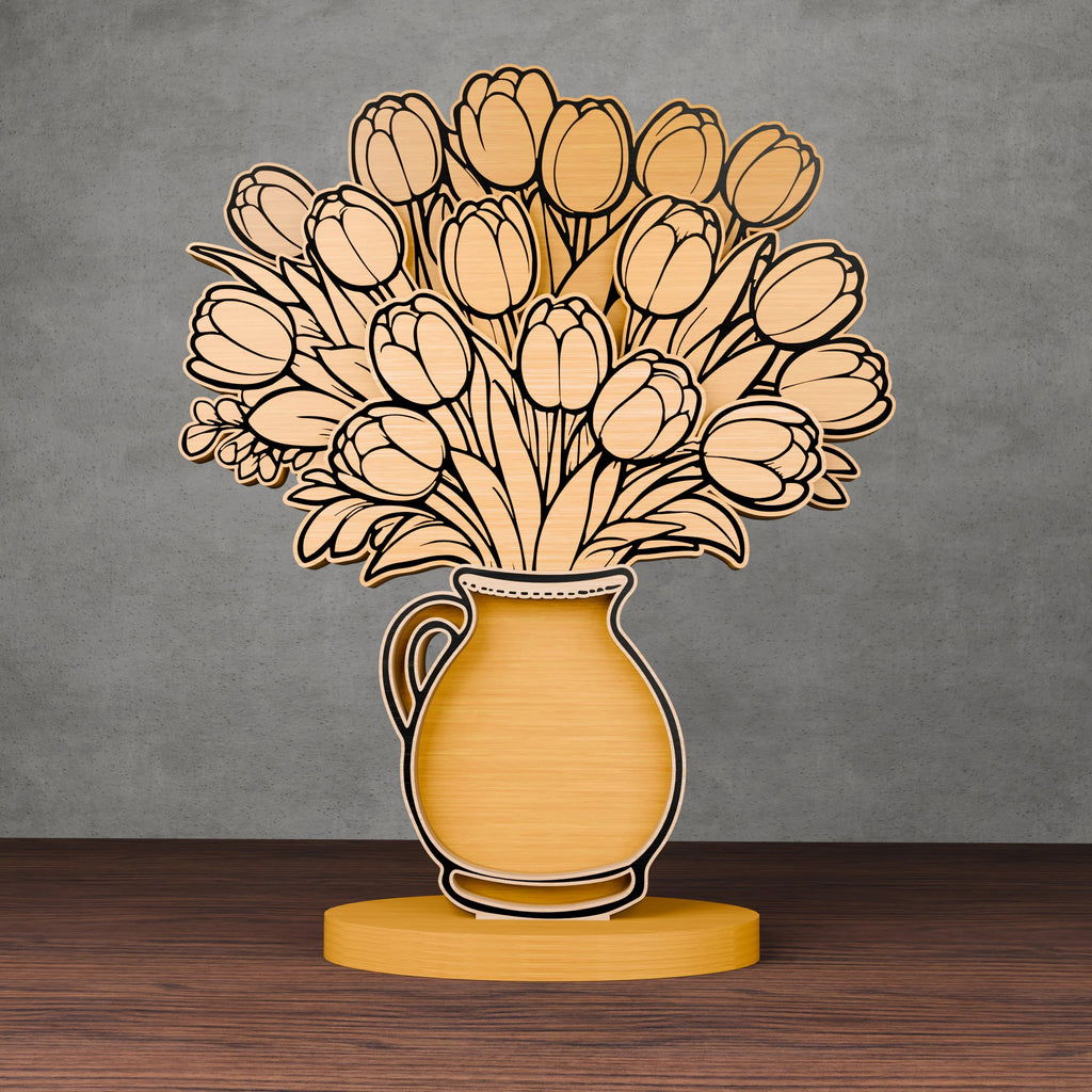 Flower Vase Bouquet Laser Cut SVG Bundle, Multilayer 3D Floral Centerpiece, Tulip Daisy Zinnia Files for Glowforge Cricut