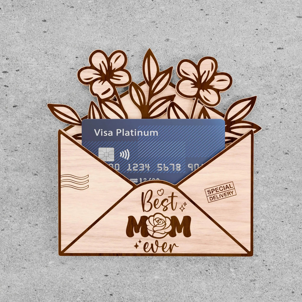 Mother's Day Envelope Money Card Holder SVG Bundle, 6 Designs Laser Cut File, Best Mom Ever Gift Card Holder, Floral Mama SVG for Glowforge