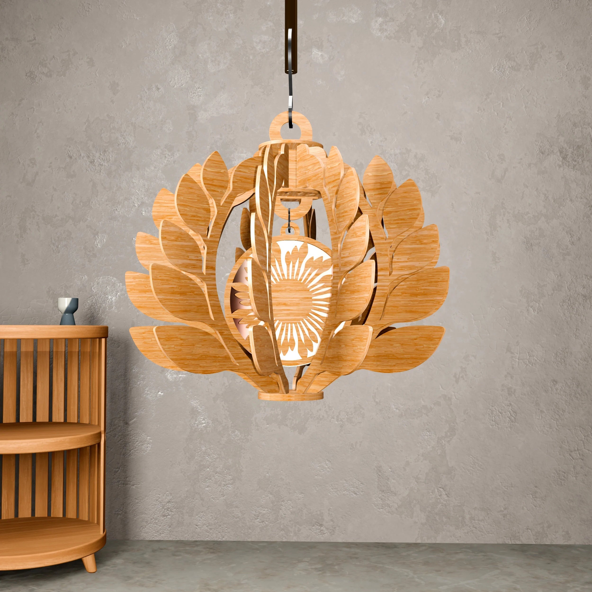 Sunflower Pendant Light Laser Cut Files, Butterfly Lantern SVG, 3D Wooden Lampshade Digital Download, Boho Chandelier DXF CDR