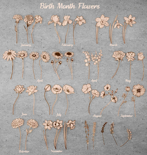 Birth Month Flower Bouquet SVG Bundle, Laser Cut Wooden Vase with Flowers, Glowforge Files, 12 Birth Flowers Digital Download